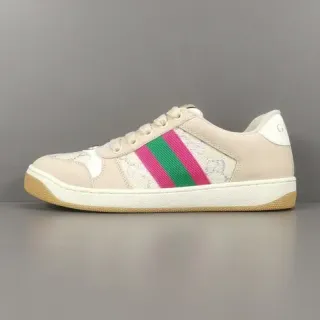 Gucci Tennis 1977 Beige Pink Green Web Stripe Lifestyle Sneakers
