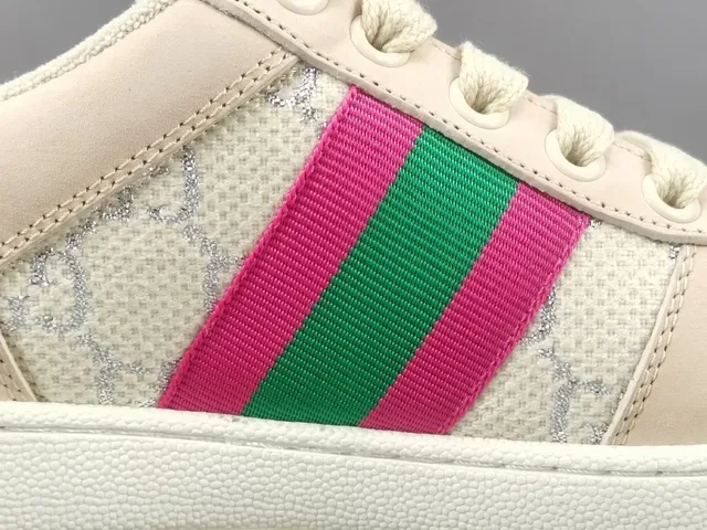 Gucci Tennis 1977 Beige Pink Green Web Stripe Lifestyle Sneakers 2