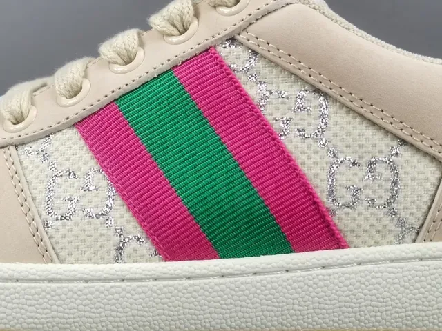 Gucci Tennis 1977 Beige Pink Green Web Stripe Lifestyle Sneakers 9