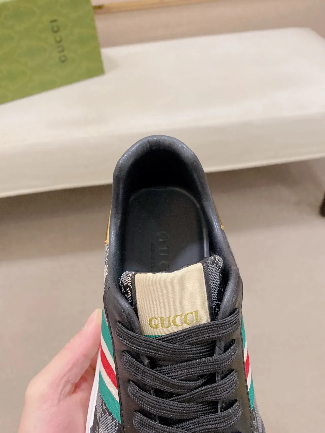 Gucci Tennis 1977 Black GG Monogram Web Stripe Lifestyle Sneakers 5