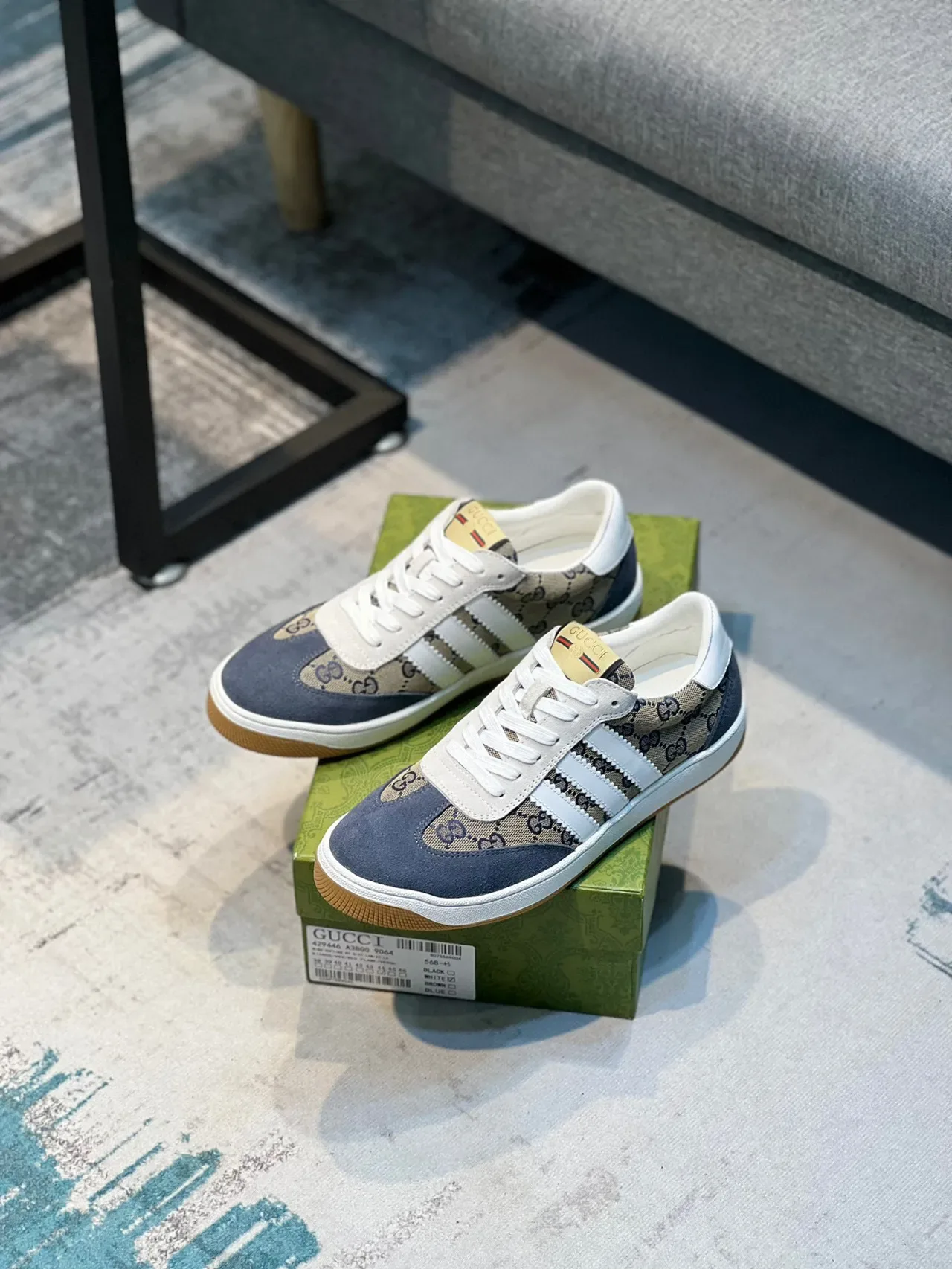 Gucci Tennis 1977 GG Monogram Navy et Beige Lifestyle Sneakers 8