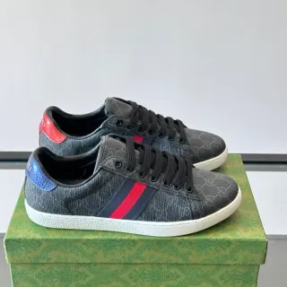 Gucci Tennis 1977 Gray Monogram Web Stripe Lifestyle Sneakers