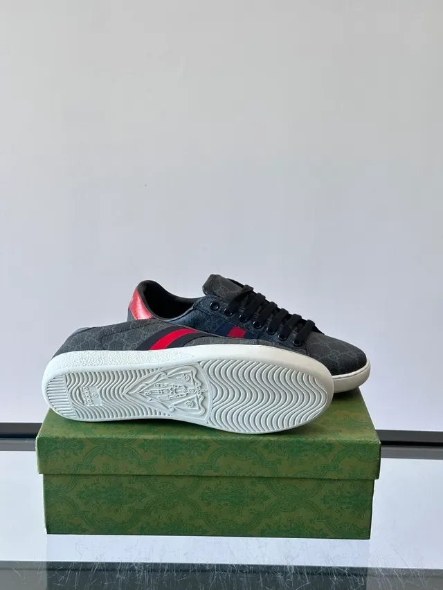 Gucci Tennis 1977 Gray Monogram Web Stripe Lifestyle Sneakers 2