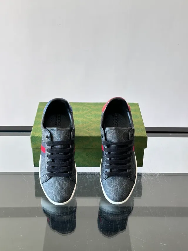 Gucci Tennis 1977 Gray Monogram Web Stripe Lifestyle Sneakers 4