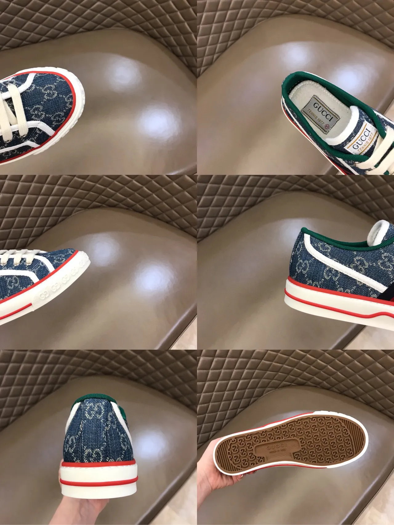Gucci Tennis 1977 Navy Denim GG Monogram Web Stripe Lifestyle Sneakers 2