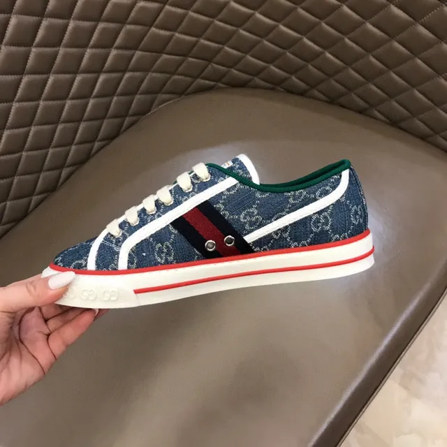 Gucci Tennis 1977 Navy Denim GG Monogram Web Stripe Lifestyle Sneakers 3