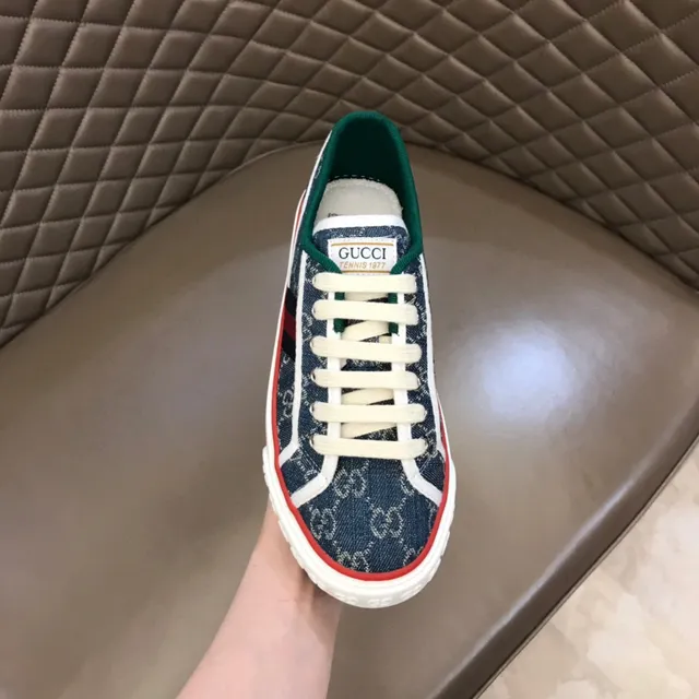 Gucci Tennis 1977 Navy Denim GG Monogram Web Stripe Lifestyle Sneakers 4