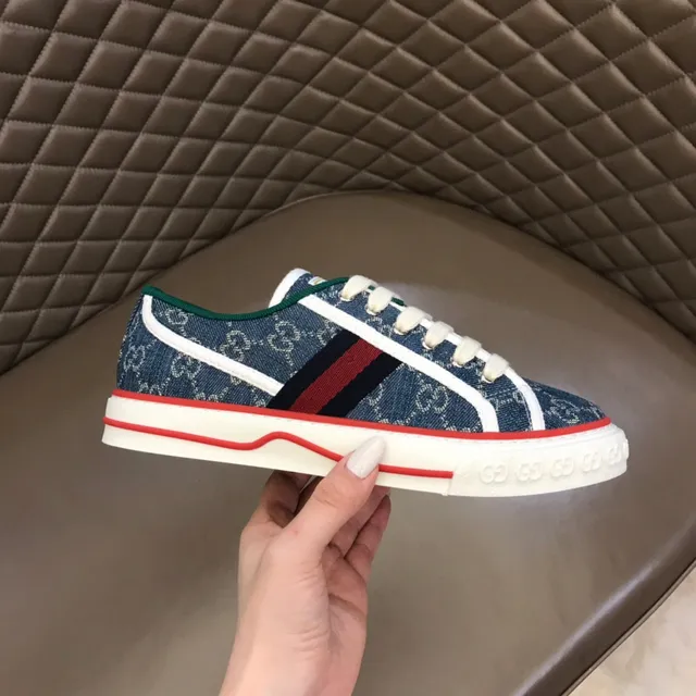 Gucci Tennis 1977 Navy Denim GG Monogram Web Stripe Lifestyle Sneakers 5