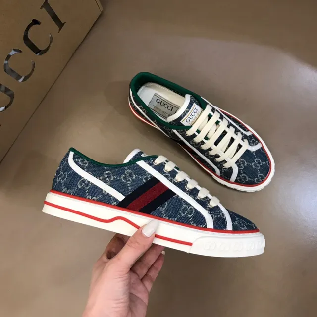 Gucci Tennis 1977 Navy Denim GG Monogram Web Stripe Lifestyle Sneakers 6