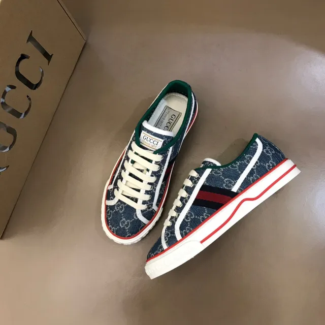 Gucci Tennis 1977 Navy Denim GG Monogram Web Stripe Lifestyle Sneakers 8