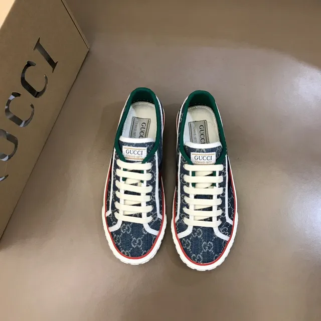 Gucci Tennis 1977 Navy Denim GG Monogram Web Stripe Lifestyle Sneakers 9
