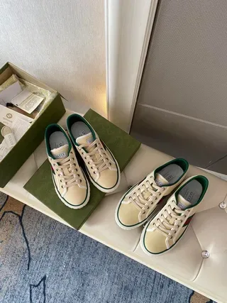 Gucci Tennis 1977 Off-White and Green Lifestyle Sneakers 3
