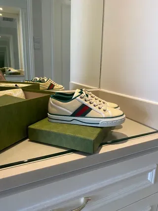 Gucci Tennis 1977 Off-White and Green Lifestyle Sneakers 5