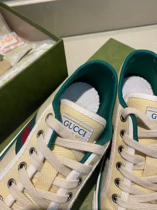 Gucci Tennis 1977 Off-White and Green Lifestyle Sneakers 8