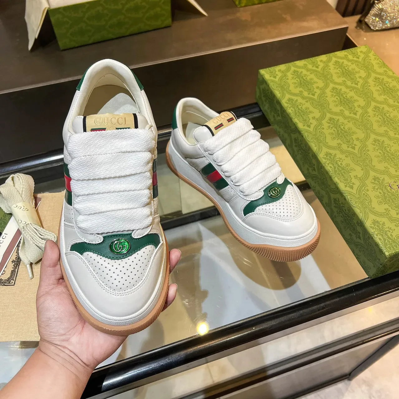Gucci Tennis 1977 White Green Red Web Lifestyle Sneakers 7