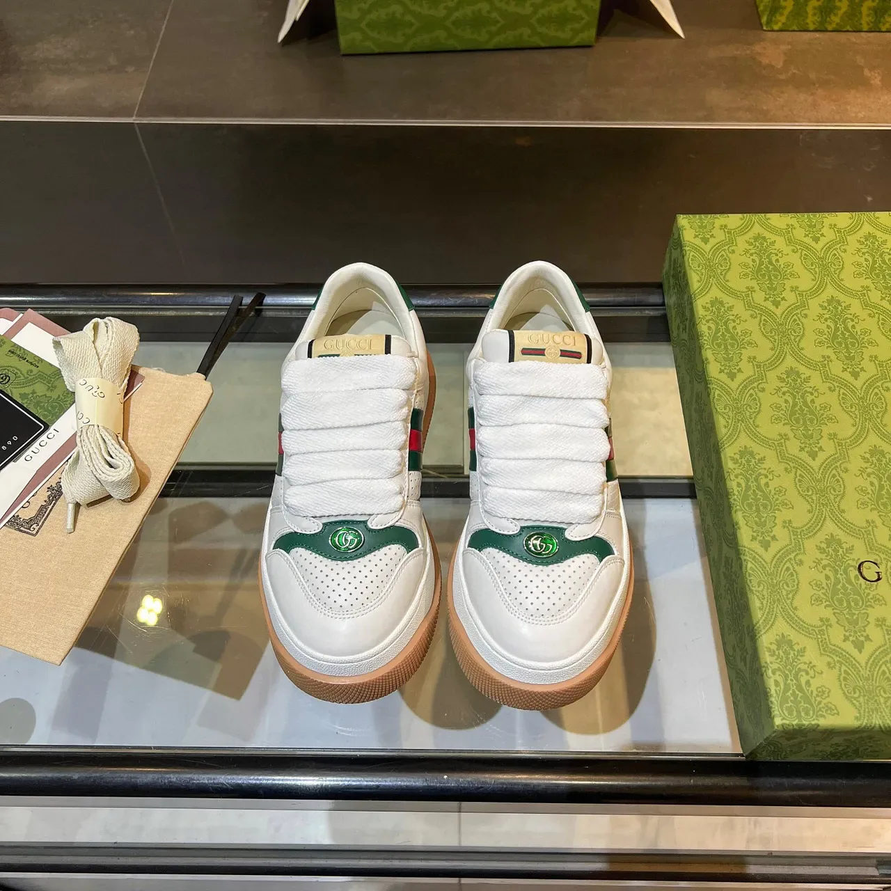 Gucci Tennis 1977 White Green Red Web Lifestyle Sneakers 8