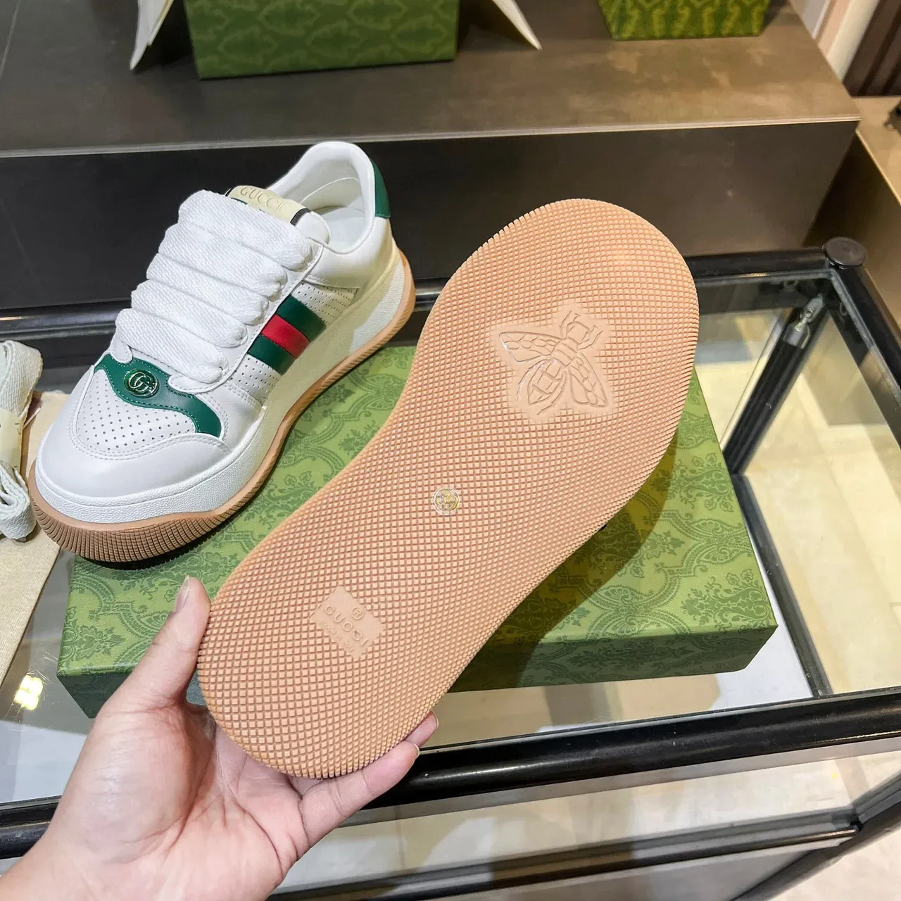 Gucci Tennis 1977 White Green Red Web Lifestyle Sneakers 9