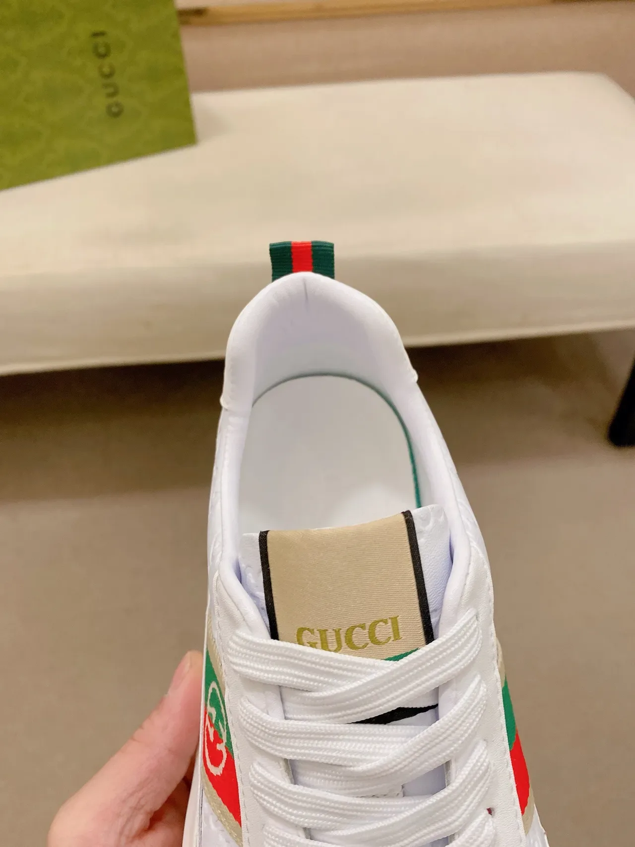 Gucci Tennis 1977 White Red Green Web Stripe Lifestyle Sneakers 6