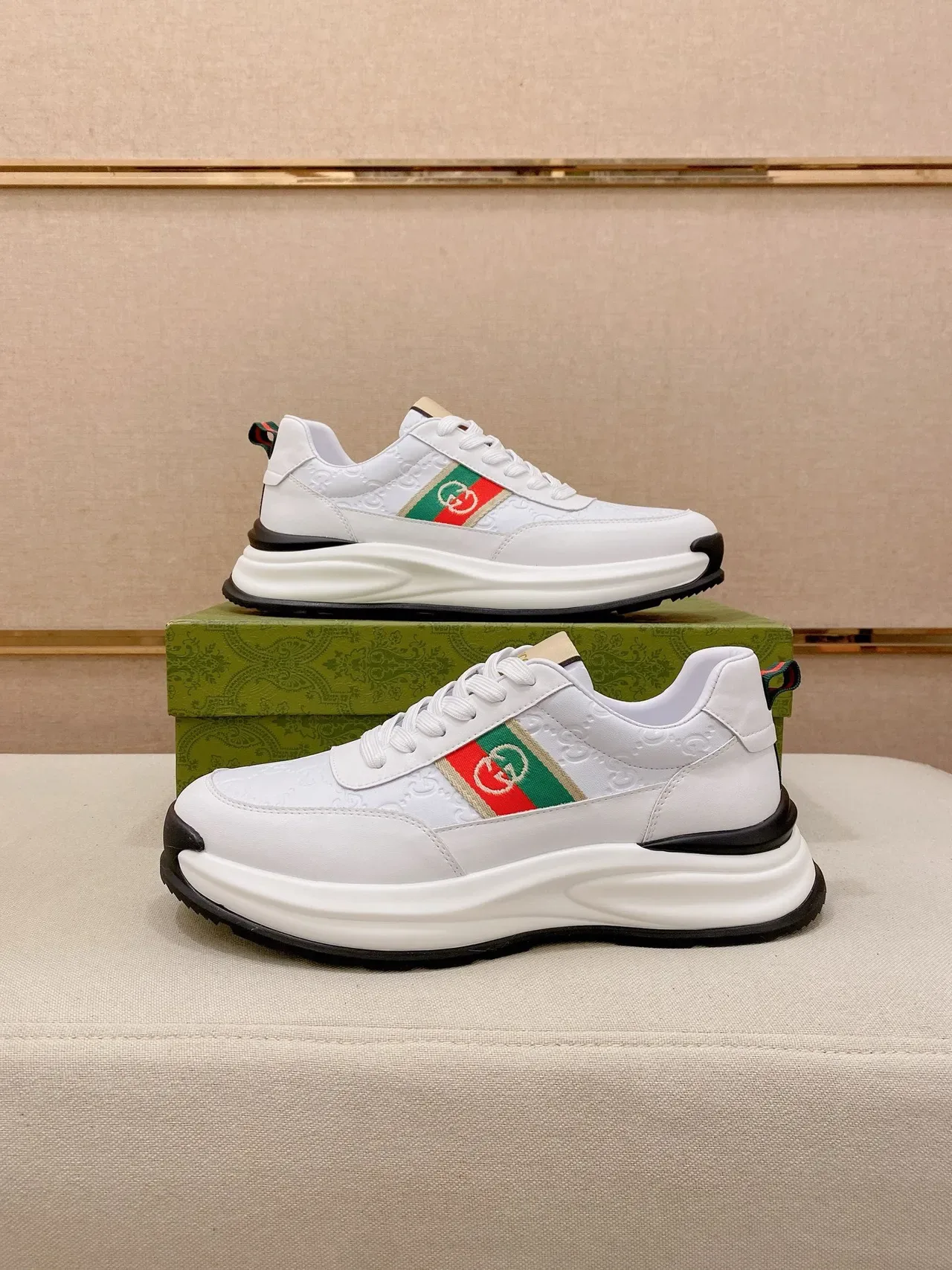 Gucci Tennis 1977 White Red Green Web Stripe Lifestyle Sneakers 7