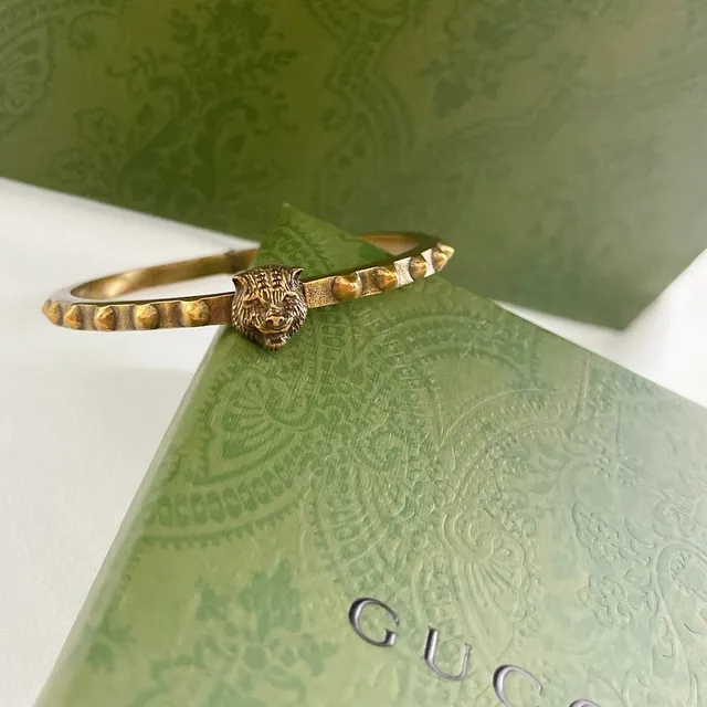 Gucci Bracelet Tête de tigre or antiqué 3