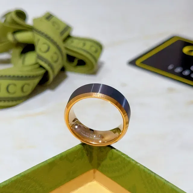 Gucci Two-Tone Polished Wide Band Ring 7