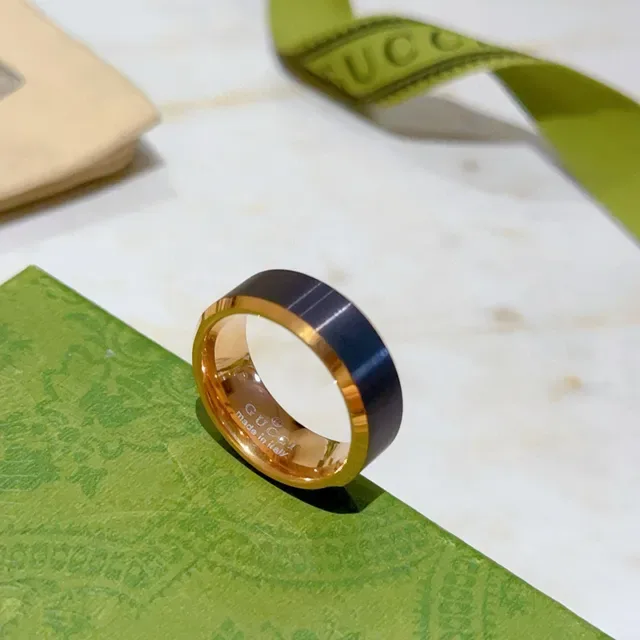 Gucci Two-Tone Polished Wide Band Ring 8