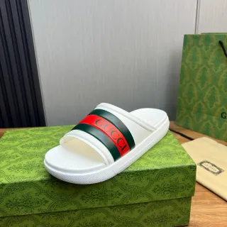Gucci Web Stripe Slide White Green Red Slippers