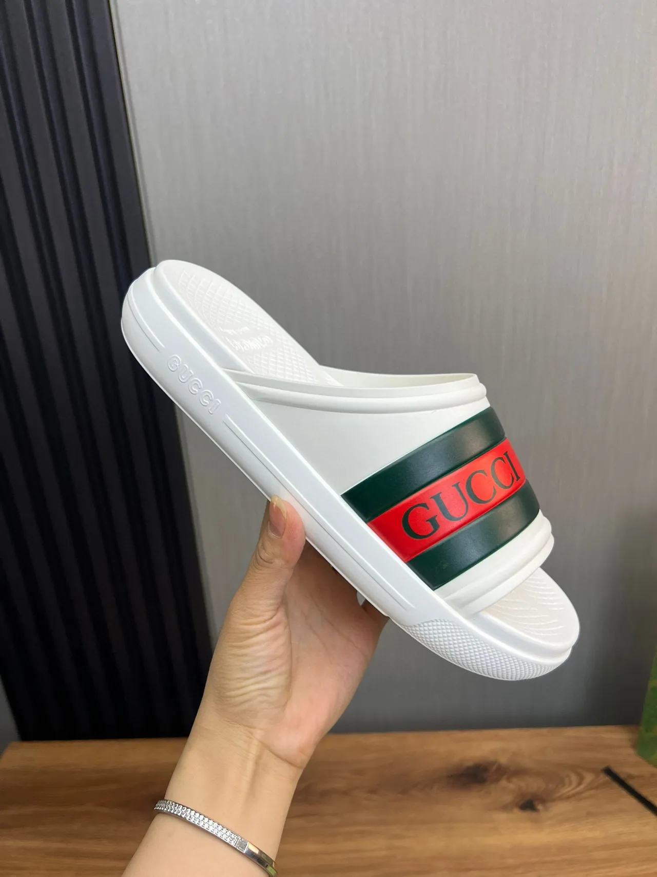 Gucci Web Stripe Slide White Green Red Slippers 4