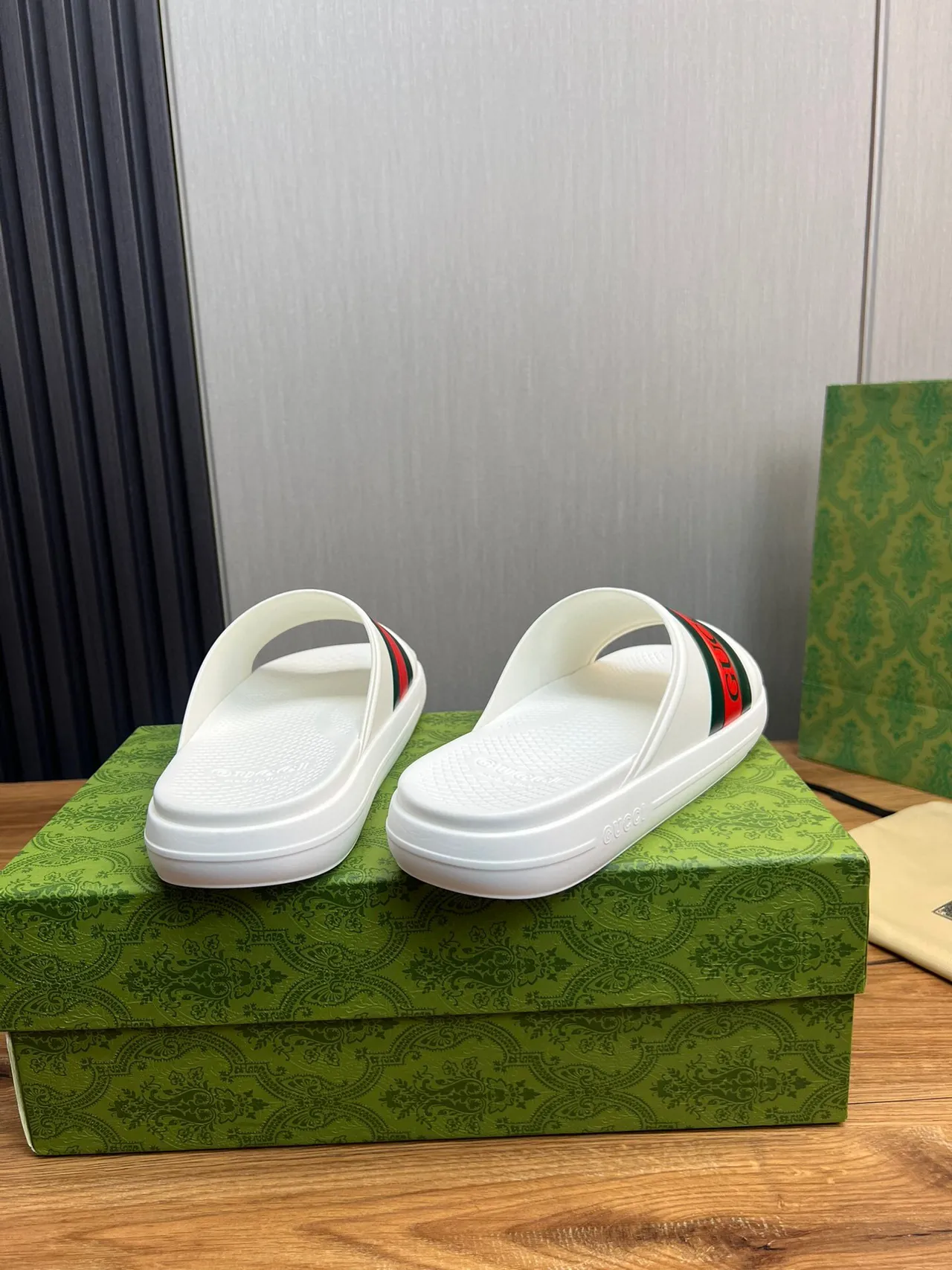 Gucci Web Stripe Slide White Green Red Slippers 5
