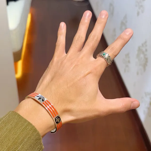 Gucci x Adidas Enamel Stripe Dual-Logo Open Cuff Bracelet 2