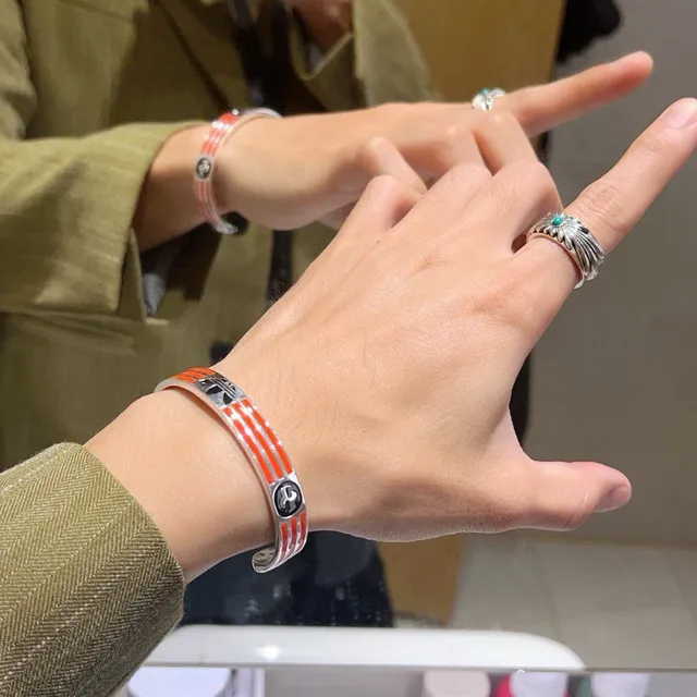 Gucci x Adidas Enamel Stripe Dual-Logo Open Cuff Bracelet 8