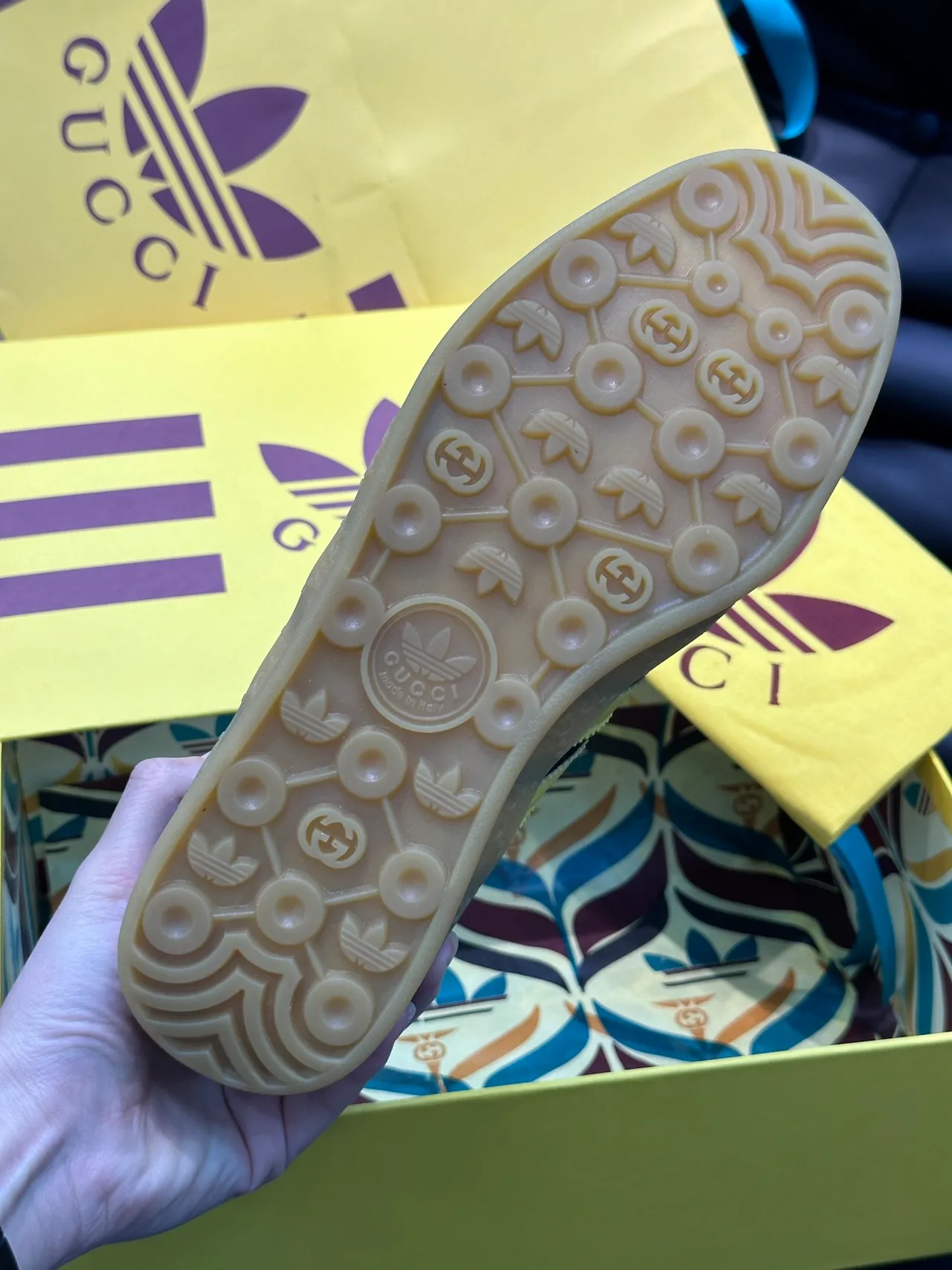 Gucci x Adidas Gazelle Black and Yellow Monogram Lifestyle Sneakers 2