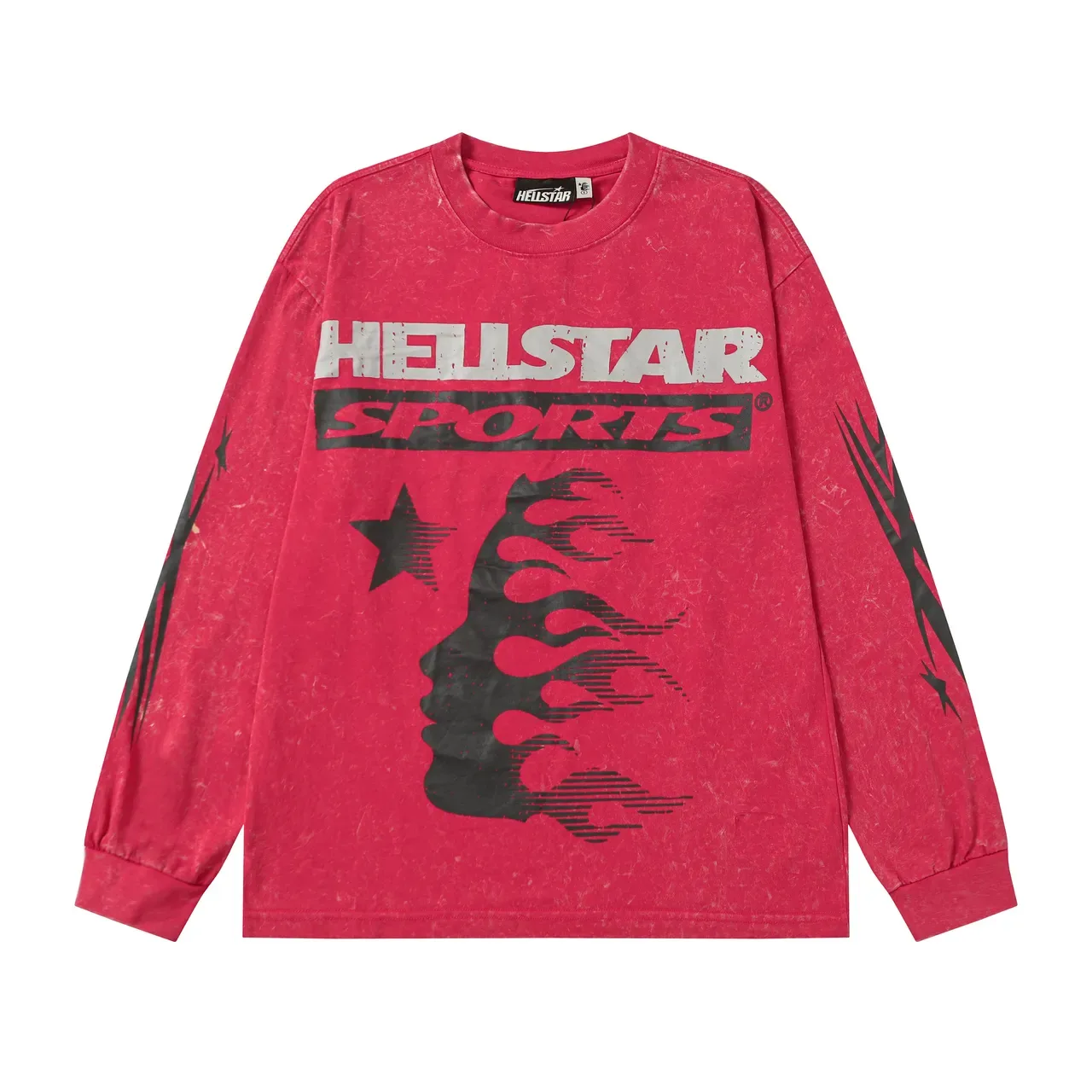 Hellstar Acid-Wash Distressed Graphic Long-Sleeve T-Shirt 6