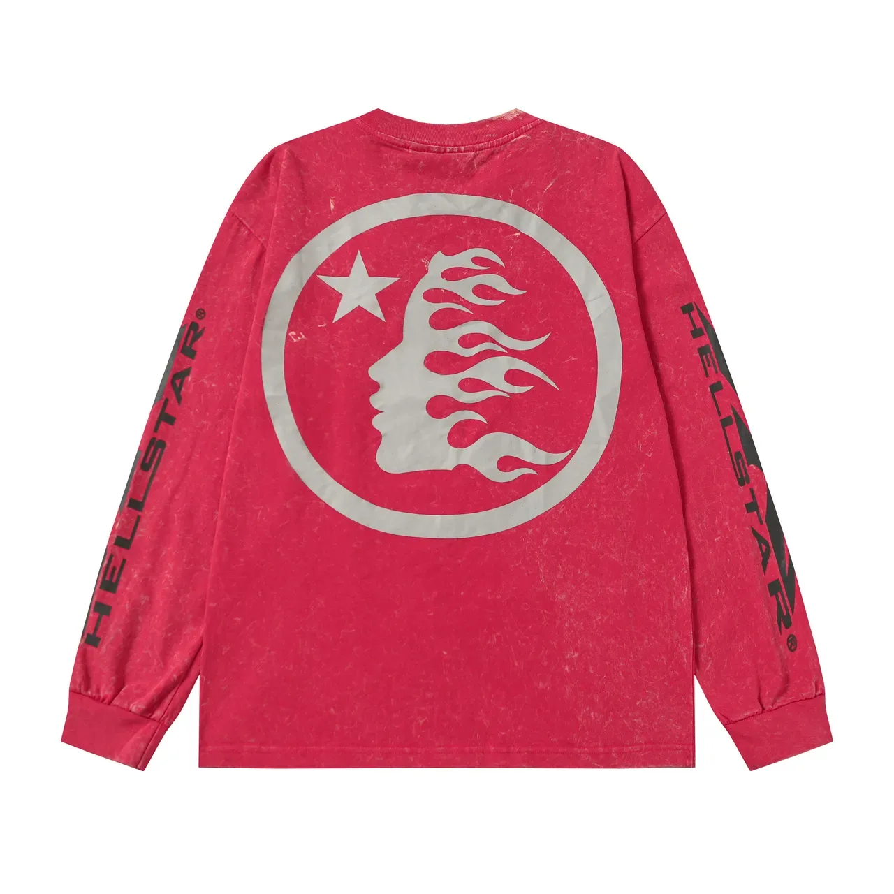 Hellstar Acid-Wash Distressed Graphic Long-Sleeve T-Shirt 7