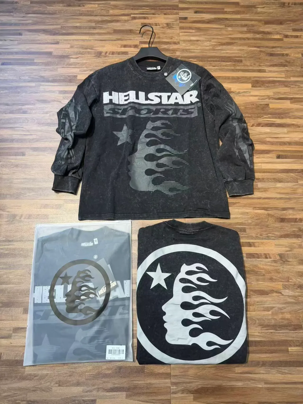 Hellstar Acid-Wash Distressed Graphic Long-Sleeve T-Shirt 8