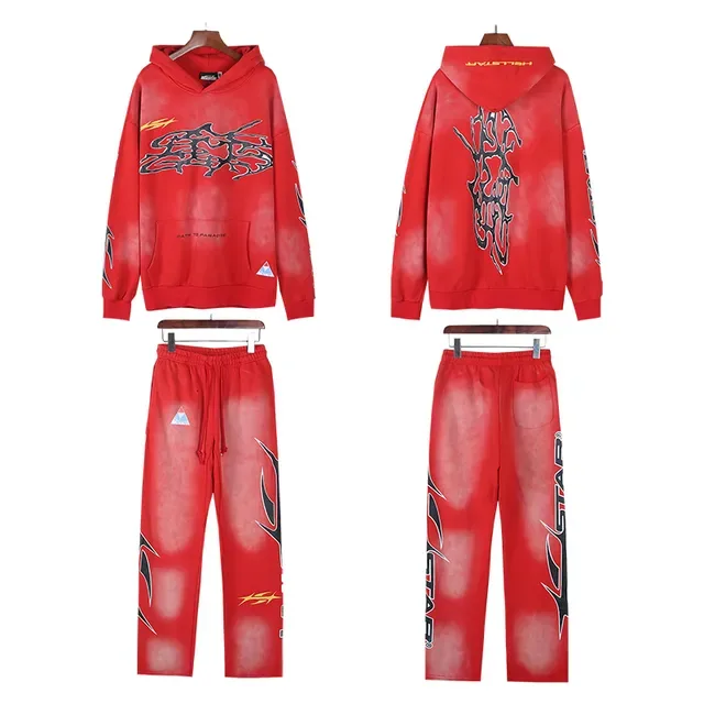 Hellstar Acid-Wash Red Graphic Tracksuit 2