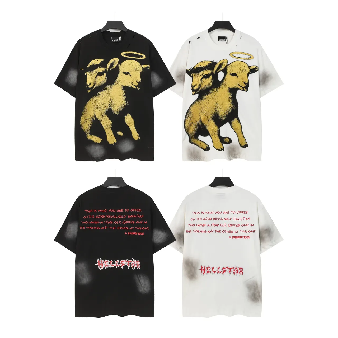 Hellstar Distressed Oversized Graphic Lamb T-Shirt 2
