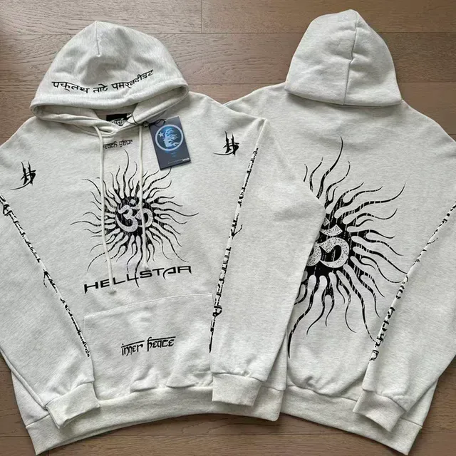 Hellstar ग्राफिक प्रिंट हेदर ग्रे Oversized Tracksuit 2