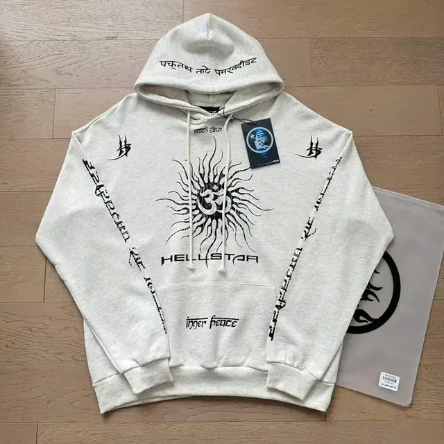 Hellstar ग्राफिक प्रिंट हेदर ग्रे Oversized Tracksuit 4