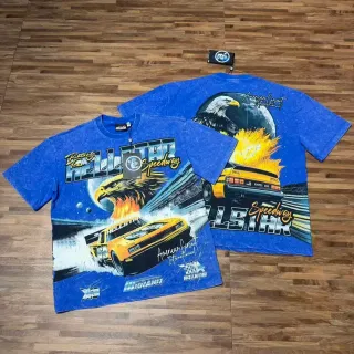 تي شيرت أزرق Hellstar Racing Team Speedway بطباعة جرافيك