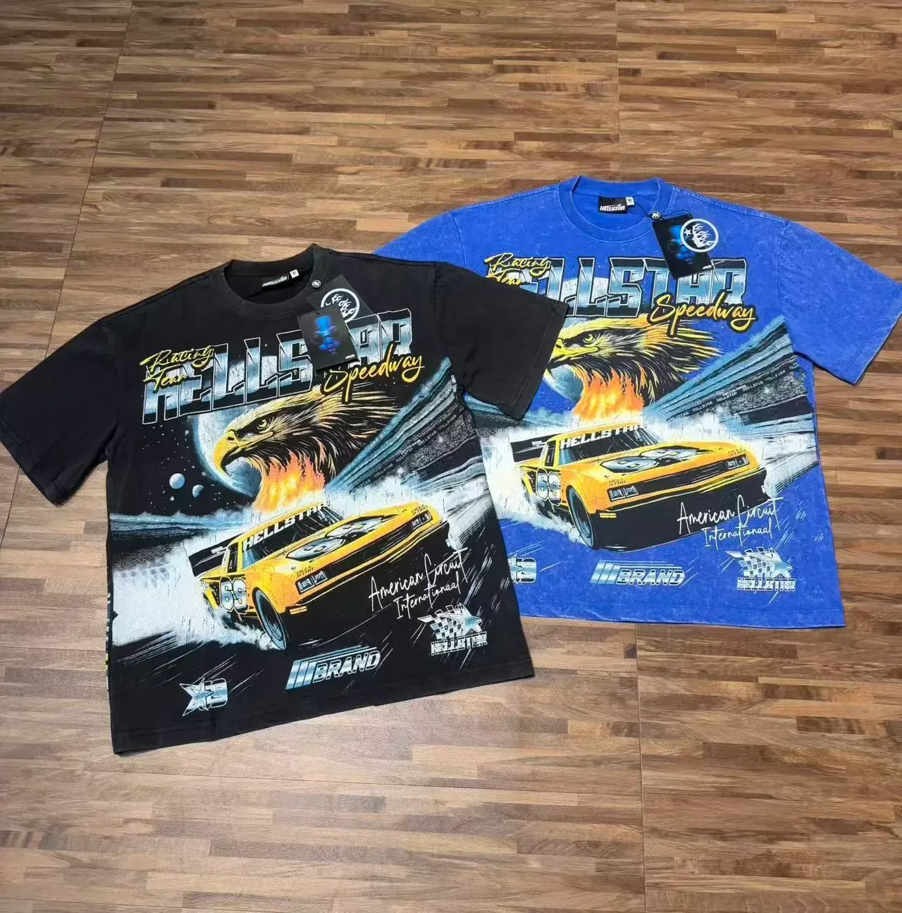 Hellstar Racing Team Speedway Graphic Print Blue T-Shirt 4