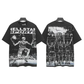 تيشيرت Hellstar أسود أوفرسايز بطبعة جرافيك رياضية