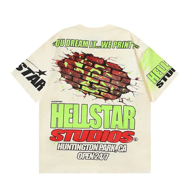 Hellstar Studios গ্রাফিক প্রিন্ট অফ-হোয়াইট ও লাইম গ্রিন টি-শার্ট 10