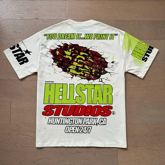 Hellstar Studios গ্রাফিক প্রিন্ট অফ-হোয়াইট ও লাইম গ্রিন টি-শার্ট 16