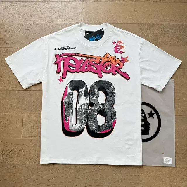 Hellstar White Pink Oversized Fit Graphic Front And Back Print T-Shirt 14