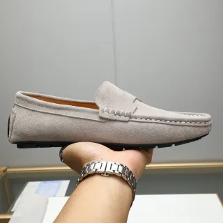Hermès Beige Black Suede Upper Penny Silhouette Loafer