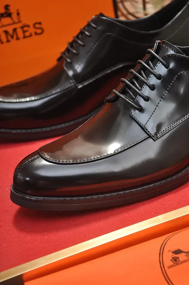 Hermès Black Cap-Toe Oxford Shoes 2
