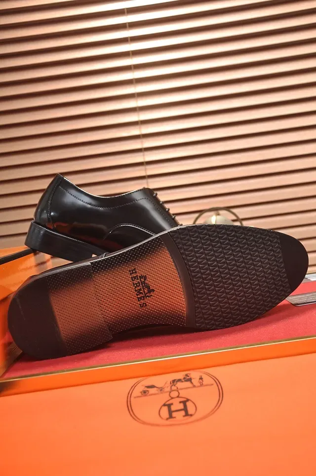 Hermès Black Cap-Toe Oxford Shoes 3