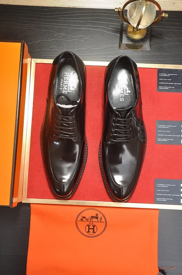 Hermès Black Cap-Toe Oxford Shoes 5