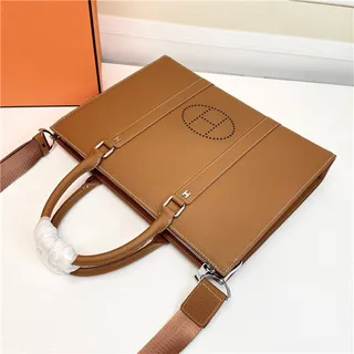 Hermès Black White Structured Leather Perforated H Logo Tote Bag 3